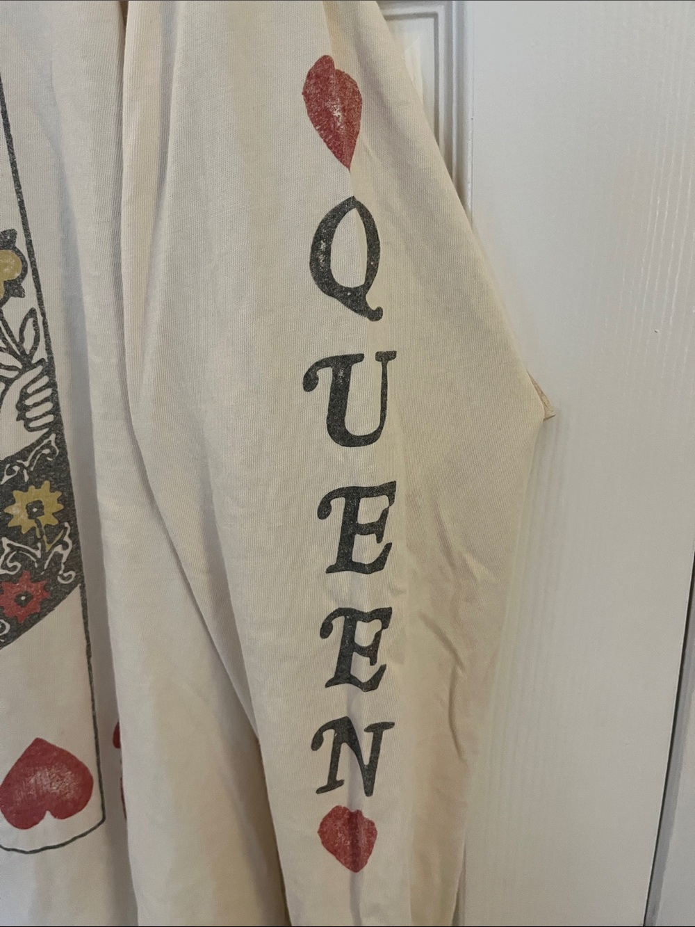 Daydreamer Free People Queen of Hearts long sleeve T-shirt cotton arm spellout L - Picture 5 of 14